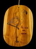 Planche apéritif en Teck gravée Flamants Roses – Résine & Bois artisanal