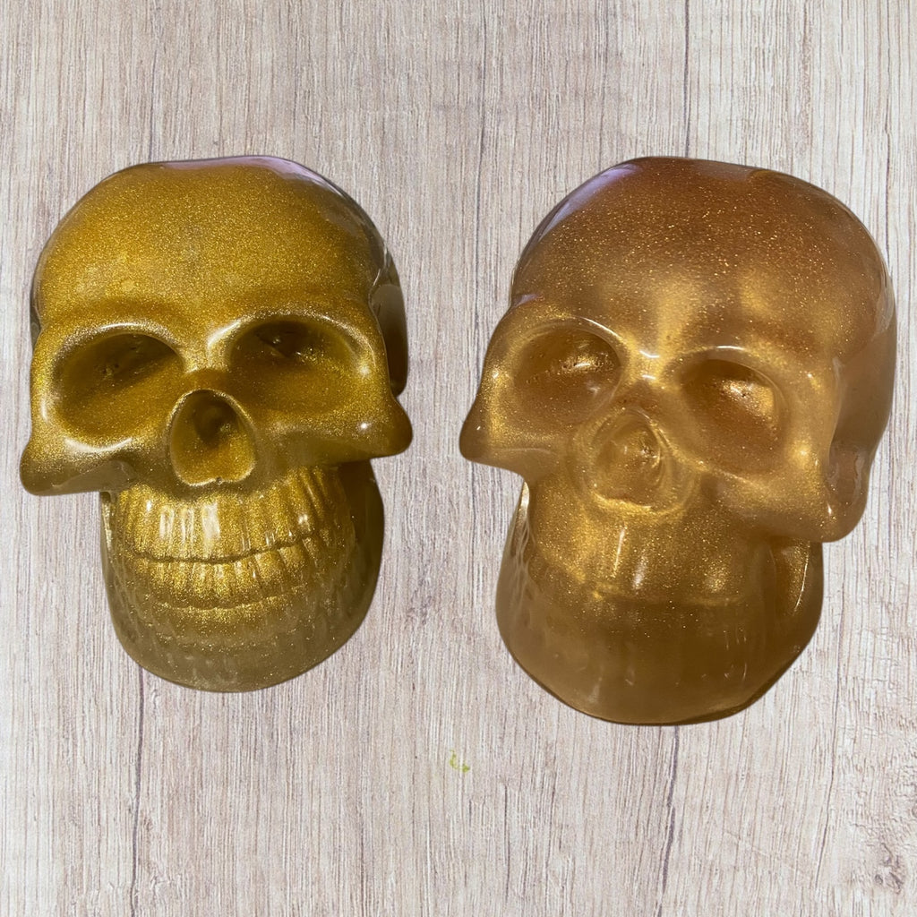 Tête de squelette en résine or ou bronze