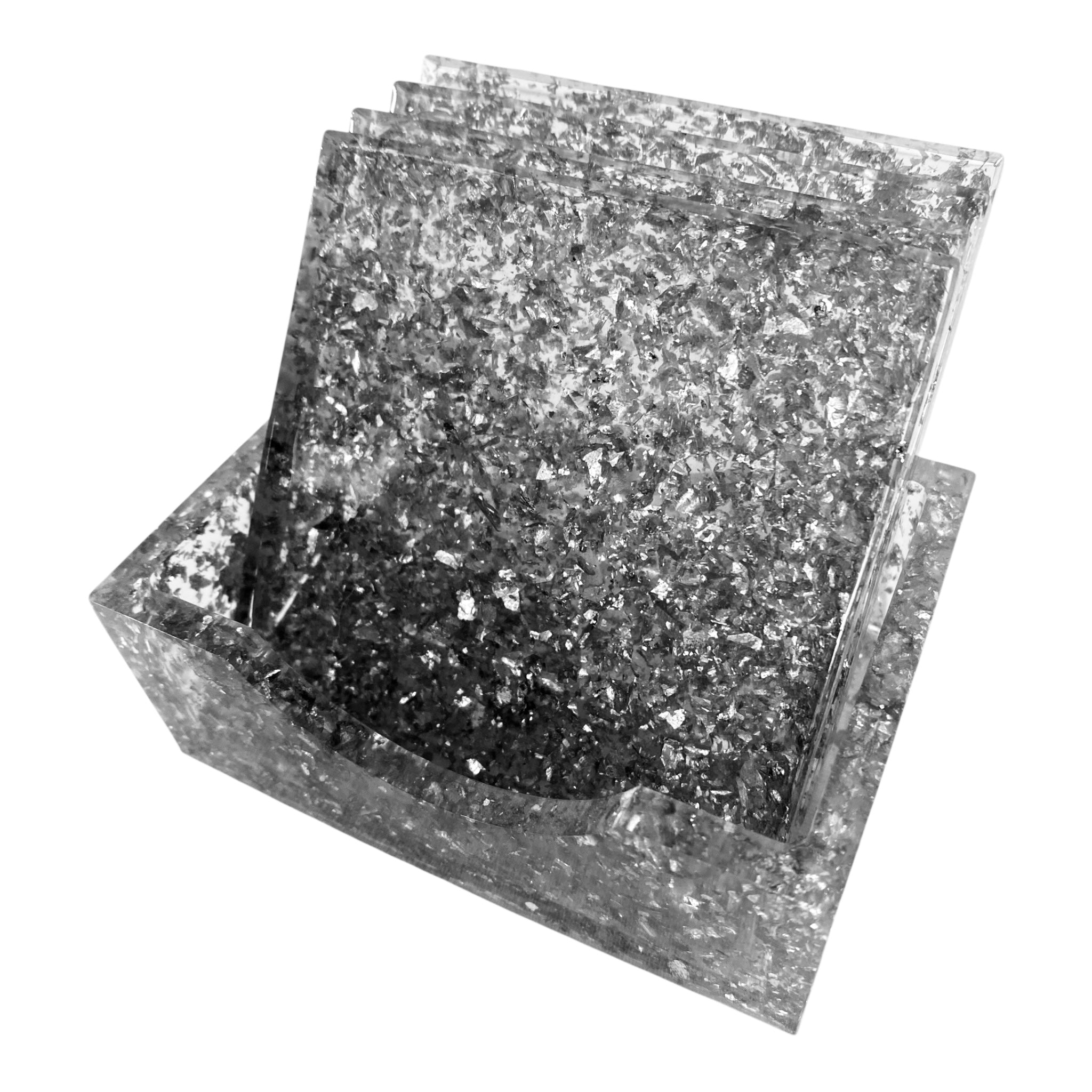 Dessous de verre résine Epoxy 4 pièces avec support couleurs variées