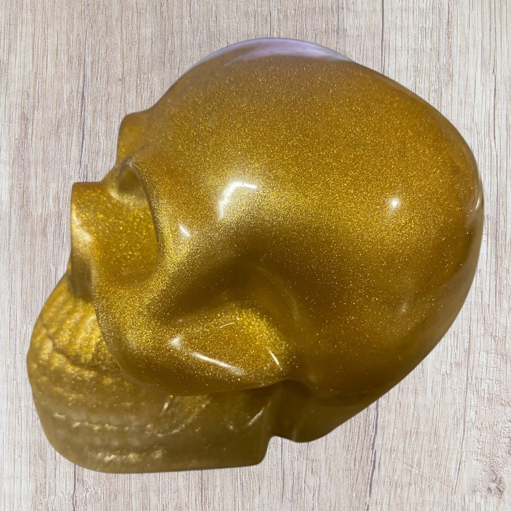 Tête de squelette en résine or ou bronze