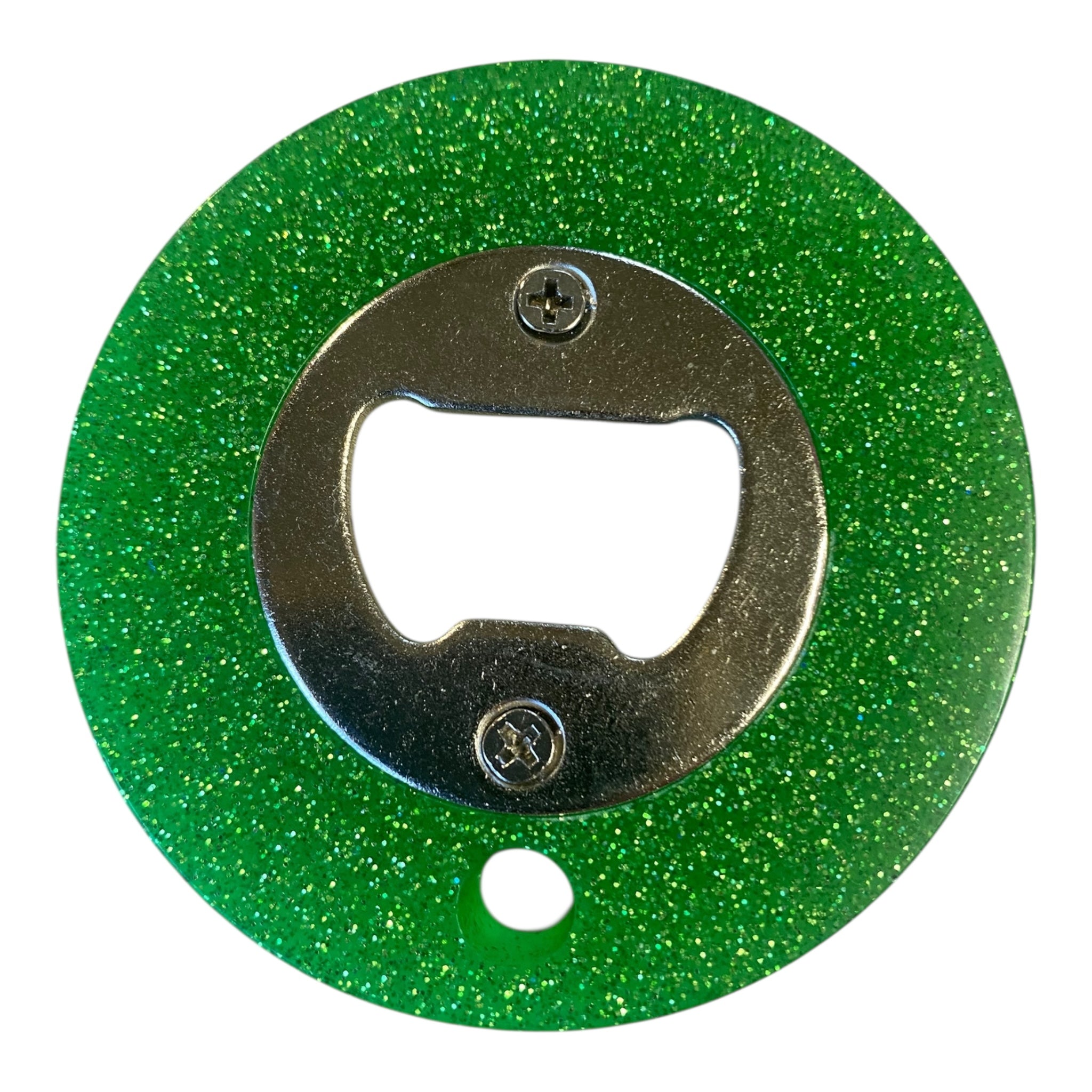 Décapsuleur PHOSPHORESCENT  rond  en résine couleurs variés