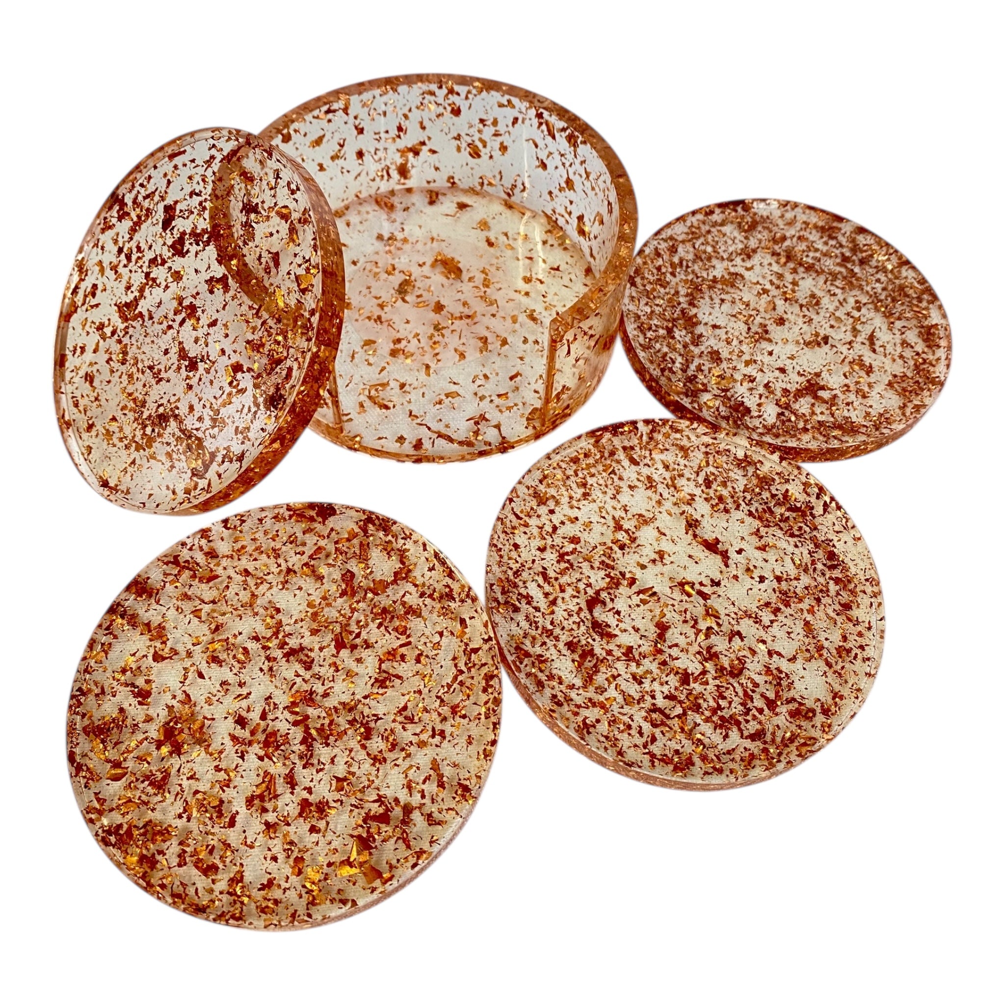 Dessous de verre résine Epoxy 4 pièces avec support couleurs variées