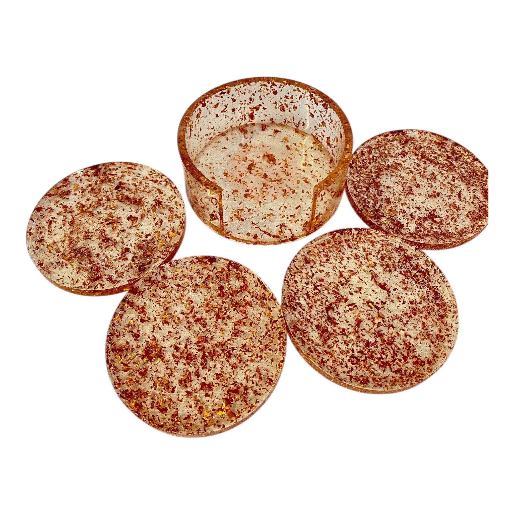 Dessous de verre résine Epoxy 4 pièces avec support couleurs variées