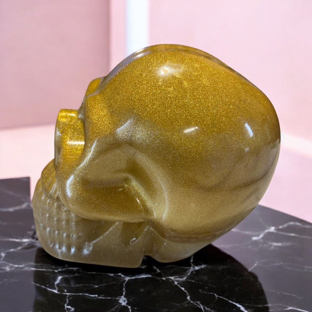 Tête de squelette en résine or ou bronze